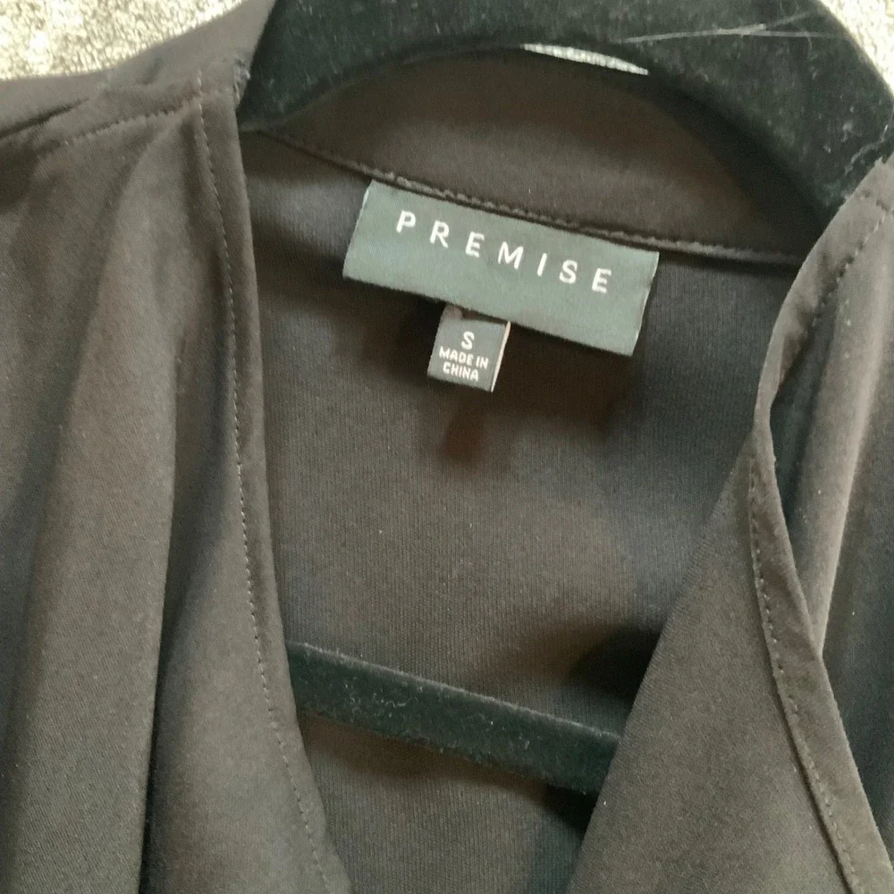 Premise Womens Black Open Front Waterfall Draped Cardigan Notched Collar Small - Picture 2 of 6